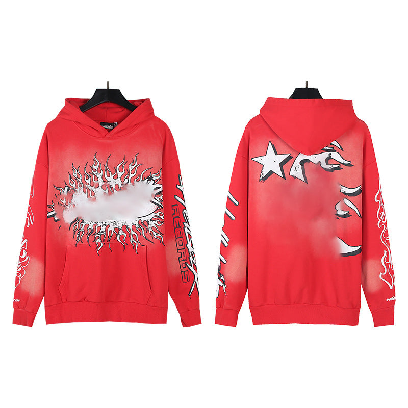 2025 Top Quality Men's Clothing Set Hell Stars Print Pullover Hoodie & Pant Trousers 100% Cotton Tracksuits Custom Sweatshirts for Men