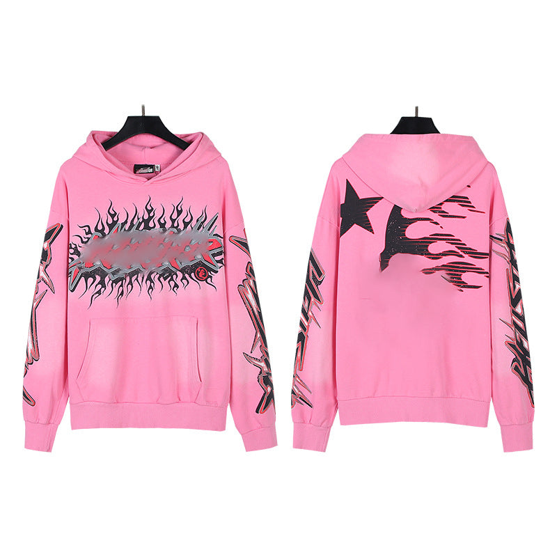 2025 Top Quality Men's Clothing Set Hell Stars Print Pullover Hoodie & Pant Trousers 100% Cotton Tracksuits Custom Sweatshirts for Men