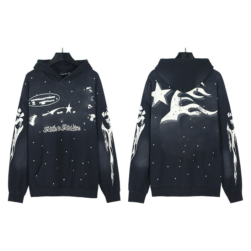 2025 Top Quality Men's Clothing Set Hell Stars Print Pullover Hoodie & Pant Trousers 100% Cotton Tracksuits Custom Sweatshirts for Men