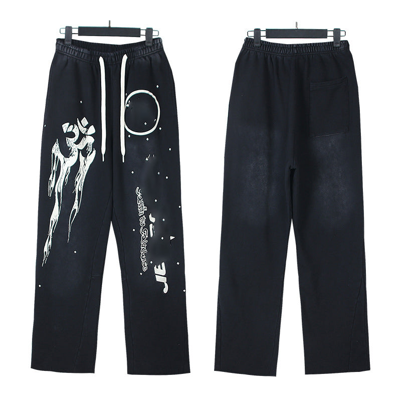 2025 Top Quality Men's Clothing Set Hell Stars Print Pullover Hoodie & Pant Trousers 100% Cotton Tracksuits Custom Sweatshirts for Men