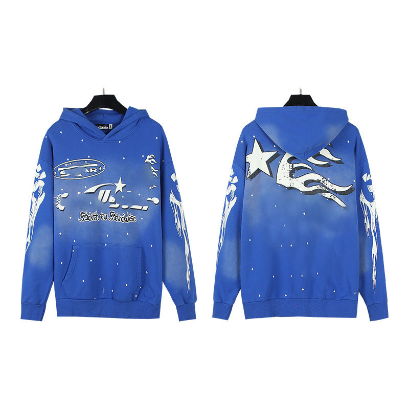 2025 Top Quality Men's Clothing Set Hell Stars Print Pullover Hoodie & Pant Trousers 100% Cotton Tracksuits Custom Sweatshirts for Men