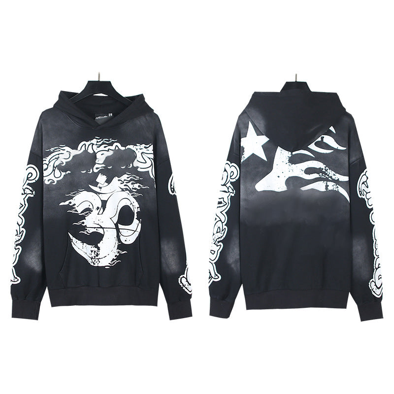 2025 Top Quality Men's Clothing Set Hell Stars Print Pullover Hoodie & Pant Trousers 100% Cotton Tracksuits Custom Sweatshirts for Men