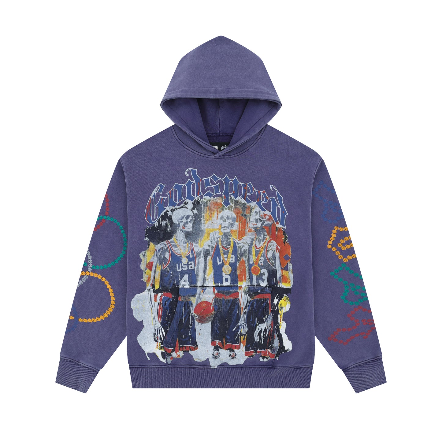 25Ss Godspeed New Direct Spray Printed Washed Water Retro Pure Cotton Hip-hop Fashion Hoodie Sweatshirt for Men