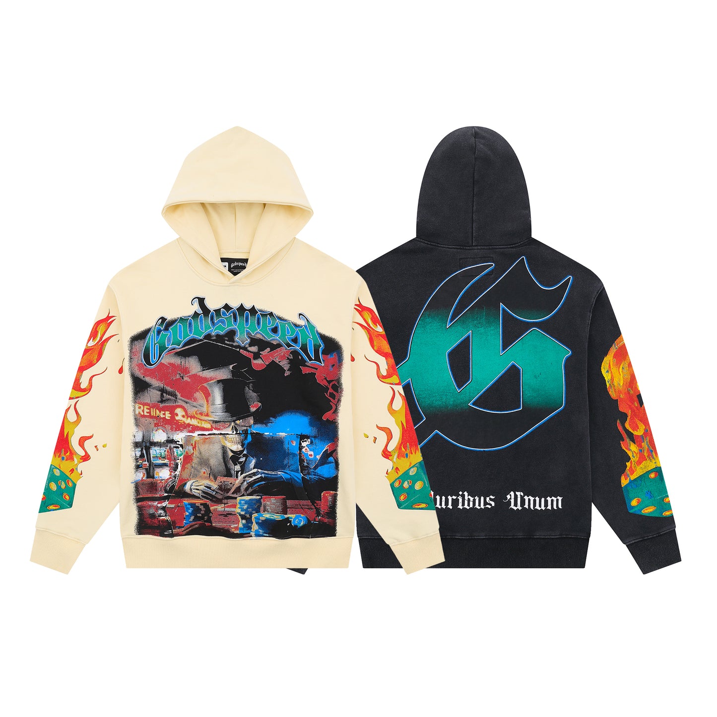 25Ss Godspeed New Direct Spray Printed Washed Water Retro Pure Cotton Hip-hop Fashion Hoodie Sweatshirt for Men