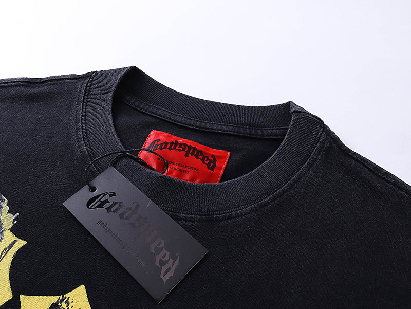 American High Street God Speed Skeleton Short sleeved Men's Couple Instagram Dark Rock Trendy T-shirt Men and Women