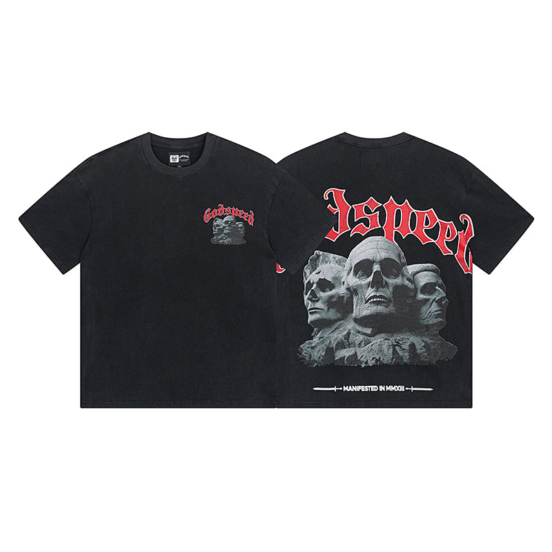 American High Street God Speed Skeleton Short sleeved Men's Couple Instagram Dark Rock Trendy T-shirt Men and Women