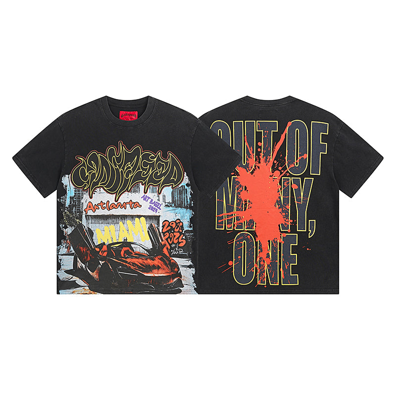 American High Street God Speed Skeleton Short sleeved Men's Couple Instagram Dark Rock Trendy T-shirt Men and Women