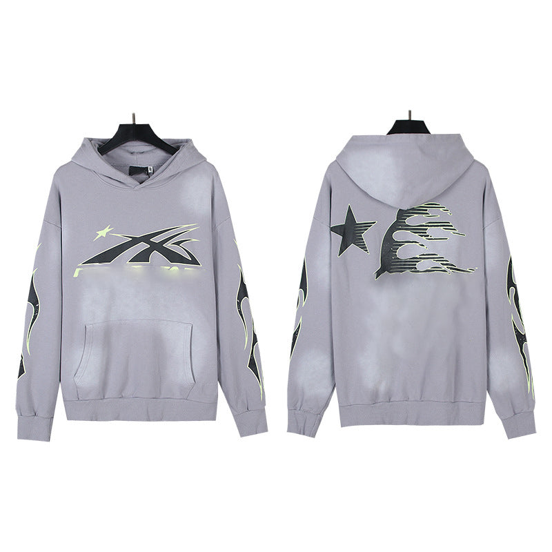 2025 Top Quality Men's Clothing Set Hell Stars Print Pullover Hoodie & Pant Trousers 100% Cotton Tracksuits Custom Sweatshirts for Men