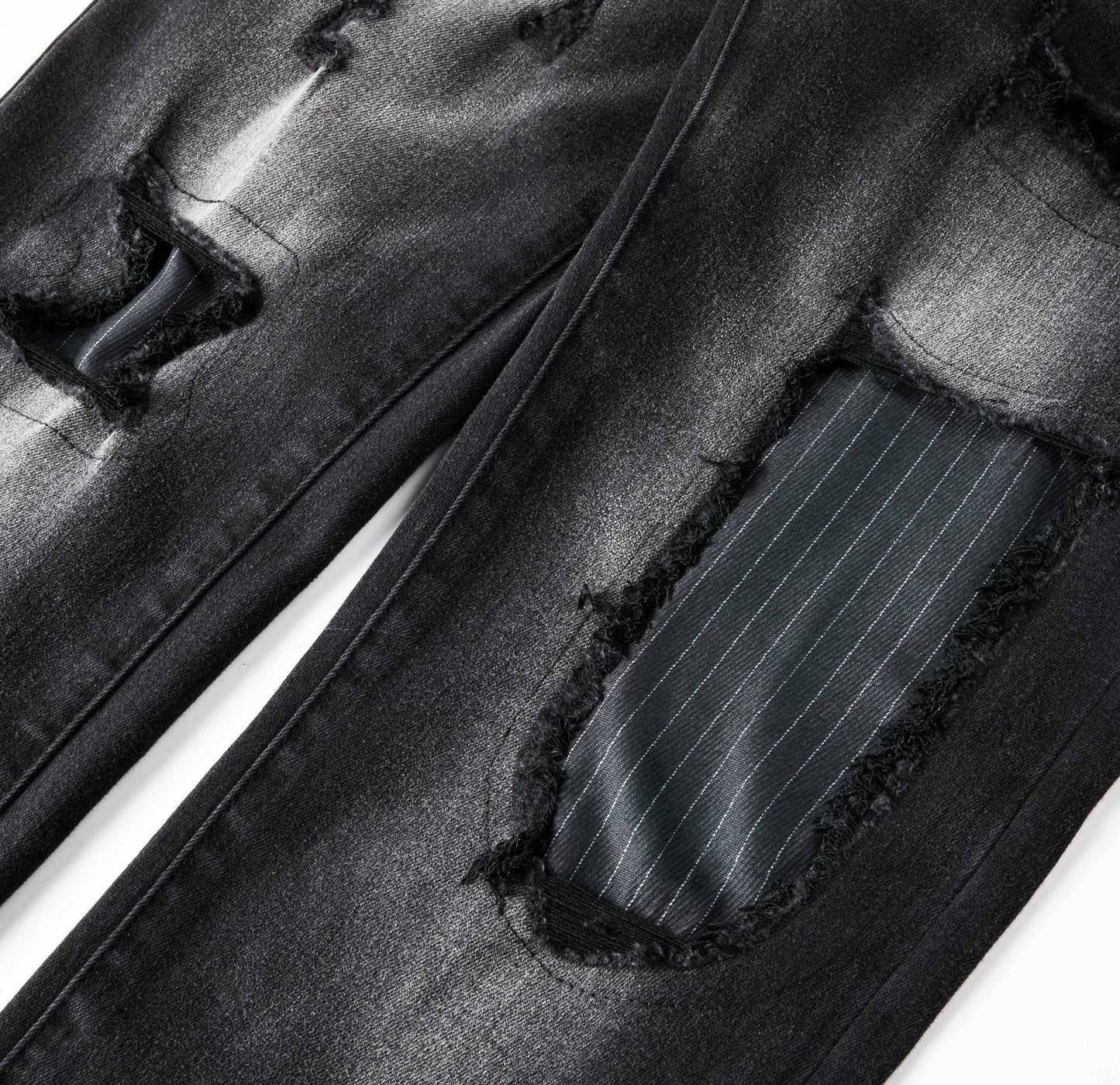 Top Quality Purples Brand Straight Jeans Washed Denim Ripped Hole American High Street for Men