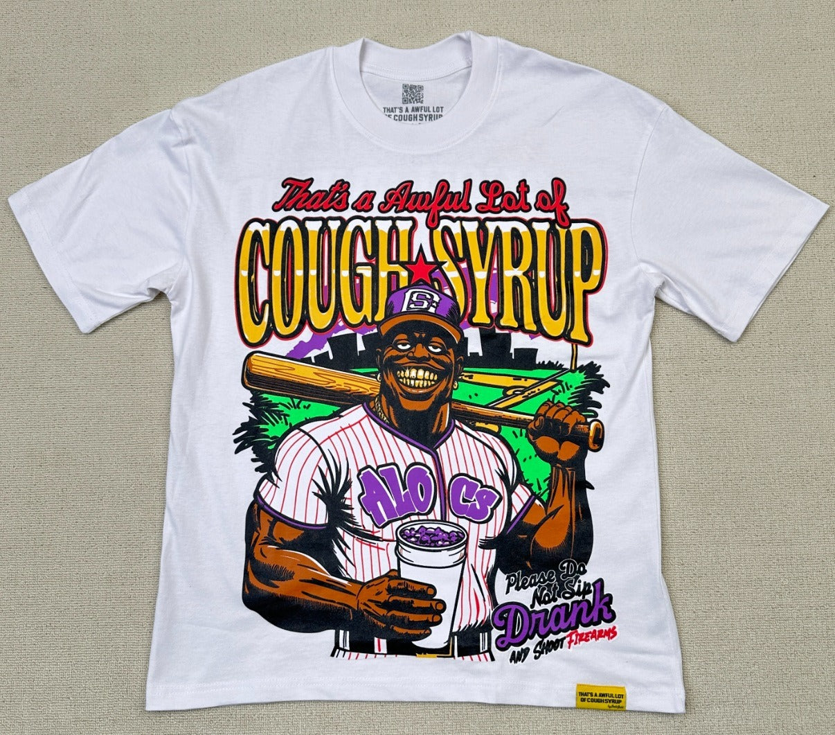 THAT'S a AWFUL LOT of COUGH SYRUP Men's Clothing Top Quality 100% Cotton Oversized Drop Shoulder Mens Short Sleeve Printed Scannable for Men