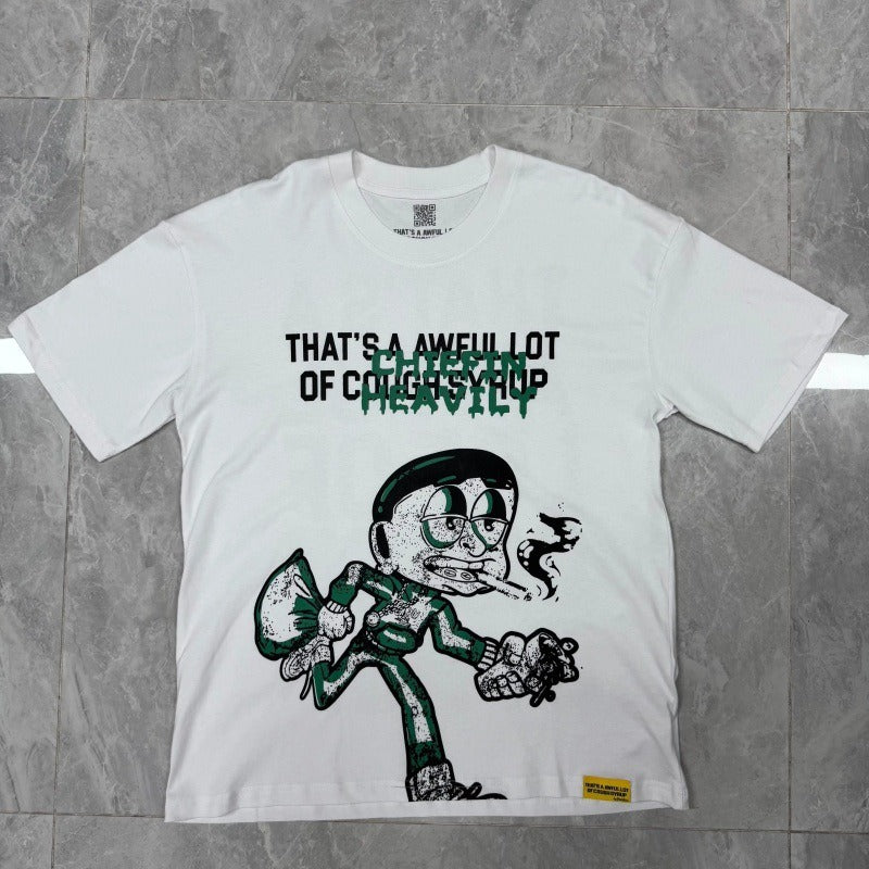 THAT'S a AWFUL LOT of COUGH SYRUP Men's Clothing Top Quality 100% Cotton Oversized Drop Shoulder Mens Short Sleeve Printed Scannable for Men