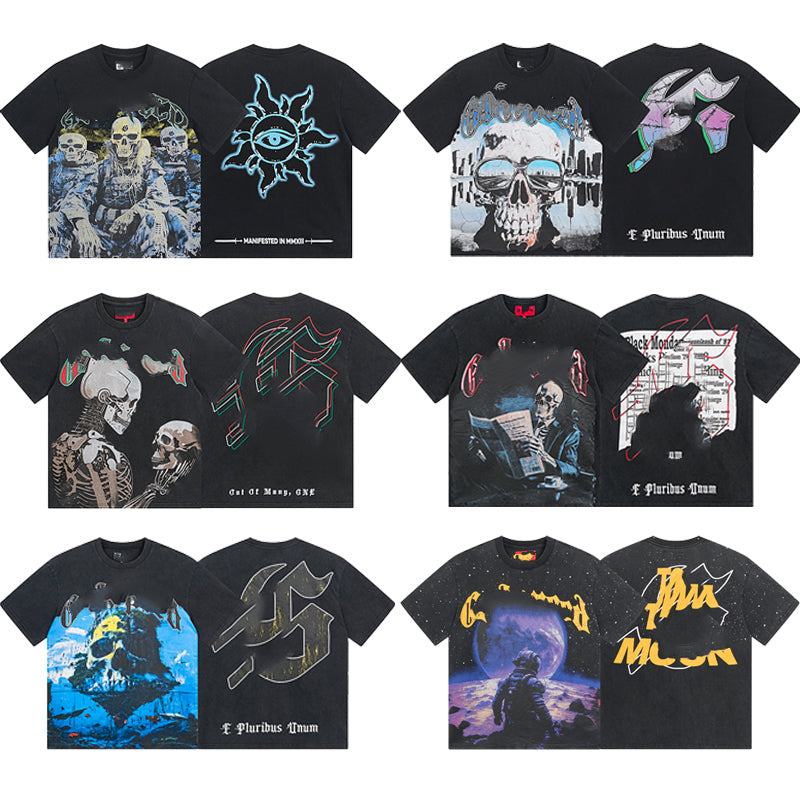 American High Street God Speed Skeleton Short sleeved Men's Couple Instagram Dark Rock Trendy T-shirt Men and Women