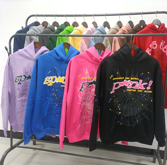 Top Quality 100% Cotton SP Hoodie 5 Terry Spider Men's and Women's Puff Print Sweater Hoodies