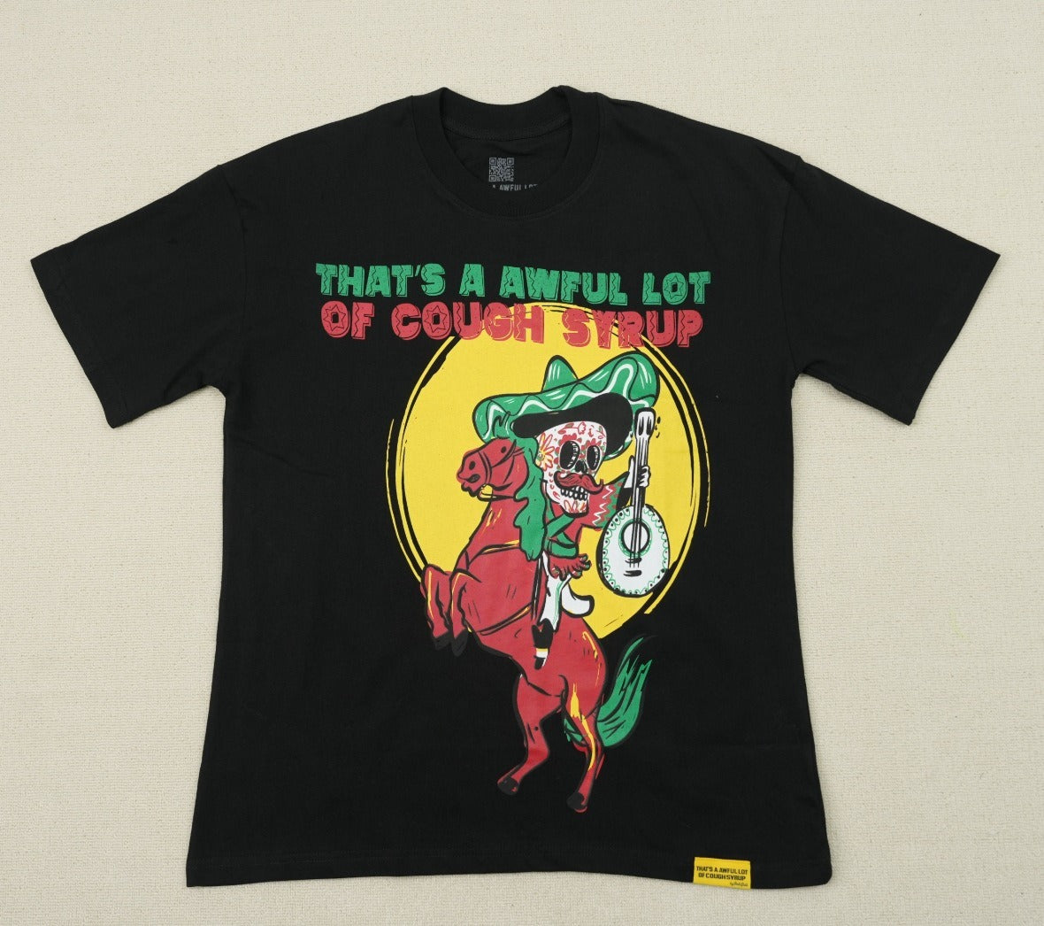 THAT'S a AWFUL LOT of COUGH SYRUP Men's Clothing Top Quality 100% Cotton Oversized Drop Shoulder Mens Short Sleeve Printed Scannable for Men