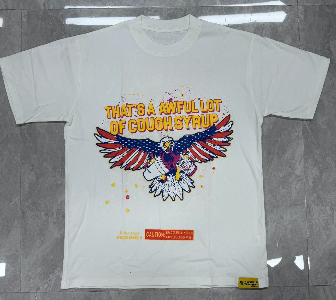 THAT'S a AWFUL LOT of COUGH SYRUP Men's Clothing Top Quality 100% Cotton Oversized Drop Shoulder Mens Short Sleeve Printed Scannable for Men