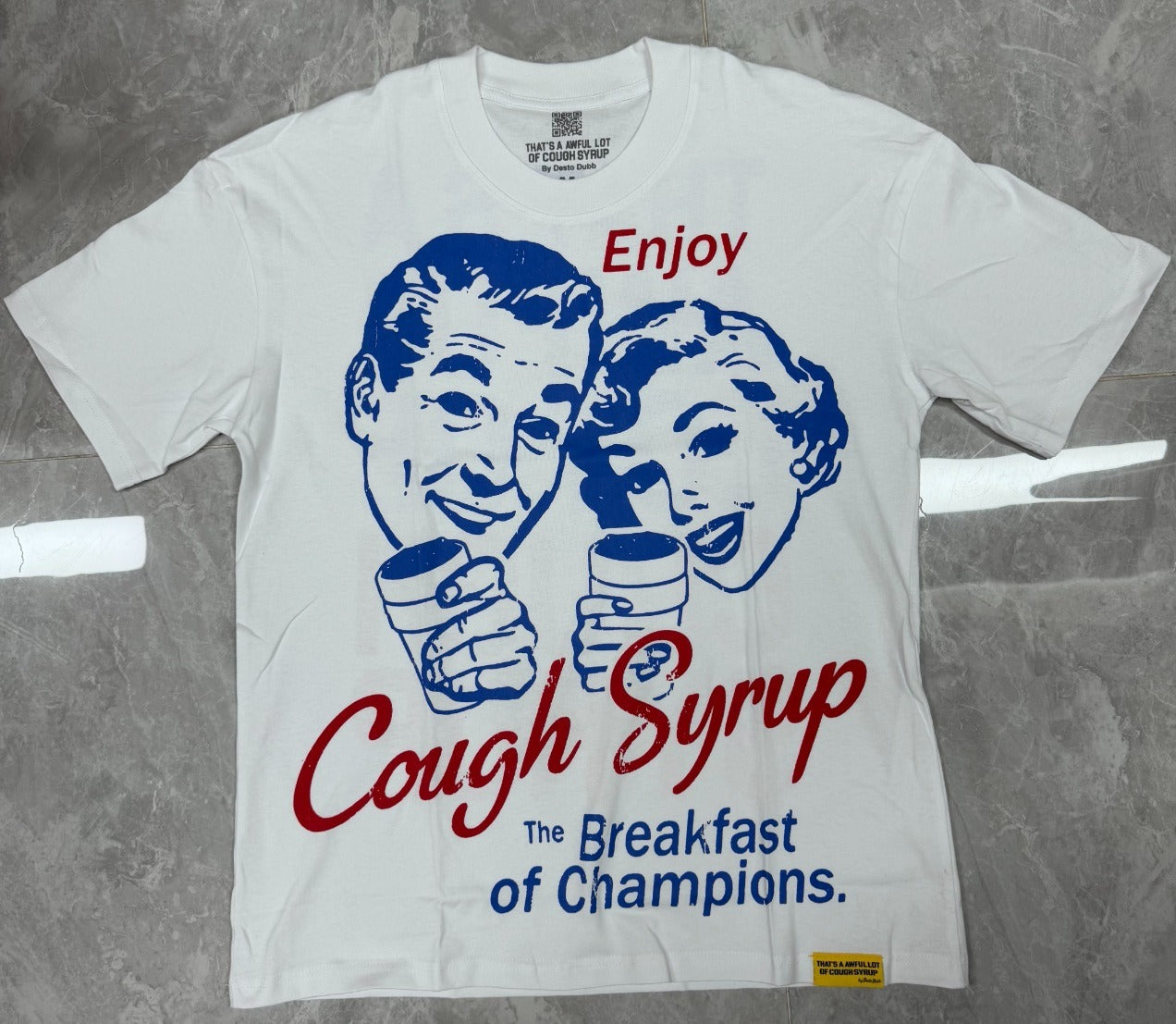 THAT'S a AWFUL LOT of COUGH SYRUP Men's Clothing Top Quality 100% Cotton Oversized Drop Shoulder Mens Short Sleeve Printed Scannable for Men