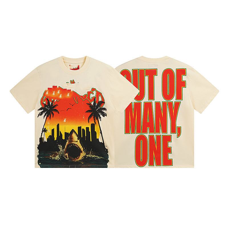 American High Street God Speed Skeleton Short sleeved Men's Couple Instagram Dark Rock Trendy T-shirt Men and Women