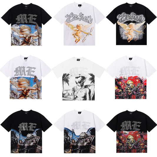 Top Quality Heavyweight 100% Cotton Tee Mixed Emotion Men's Clothing Shirt Streetwear Graphic Printed Oversized T-Shirts for Men