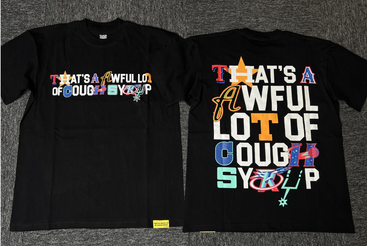 THAT'S a AWFUL LOT of COUGH SYRUP Men's Clothing Top Quality 100% Cotton Oversized Drop Shoulder Mens Short Sleeve Printed Scannable for Men