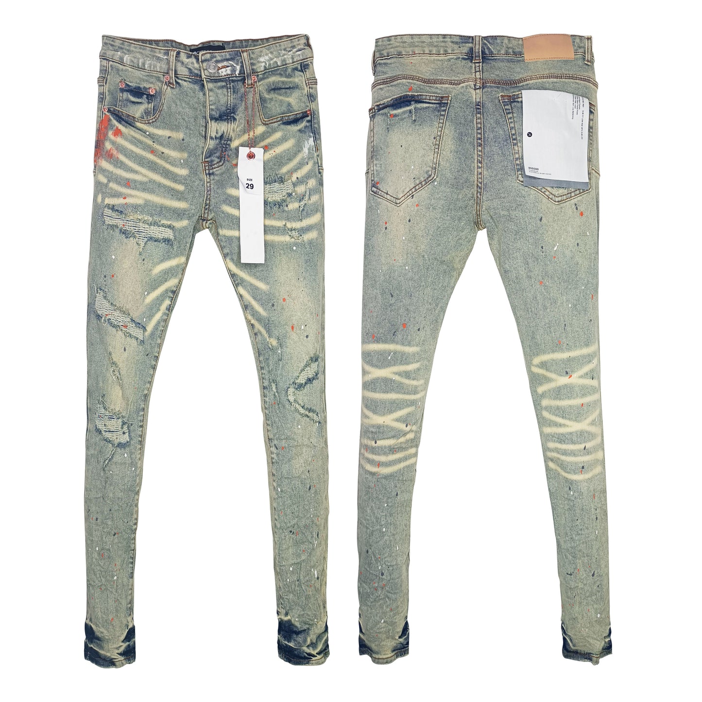 Top Quality Purples Brand Straight Jeans Washed Denim Ripped Hole American High Street for Men