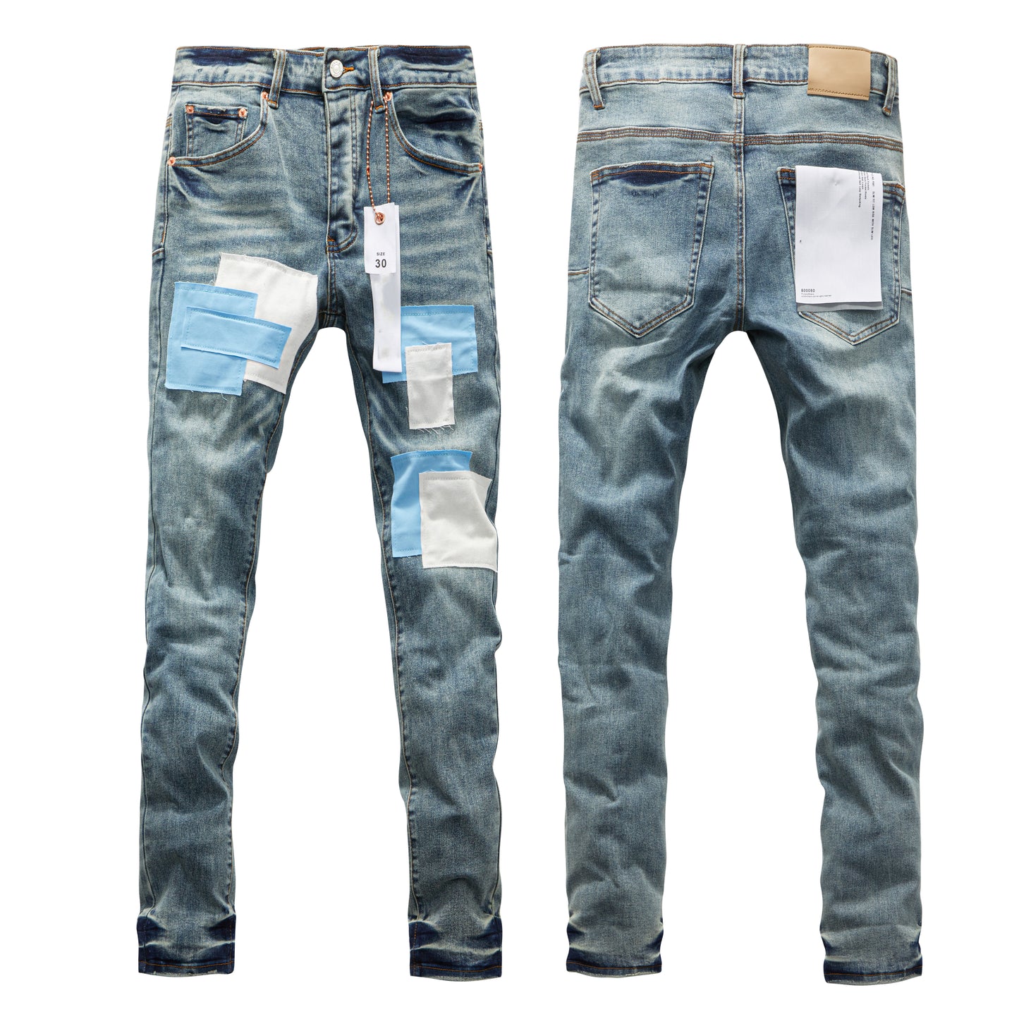 Top Quality Purples Brand Straight Jeans Washed Denim Ripped Hole American High Street for Men