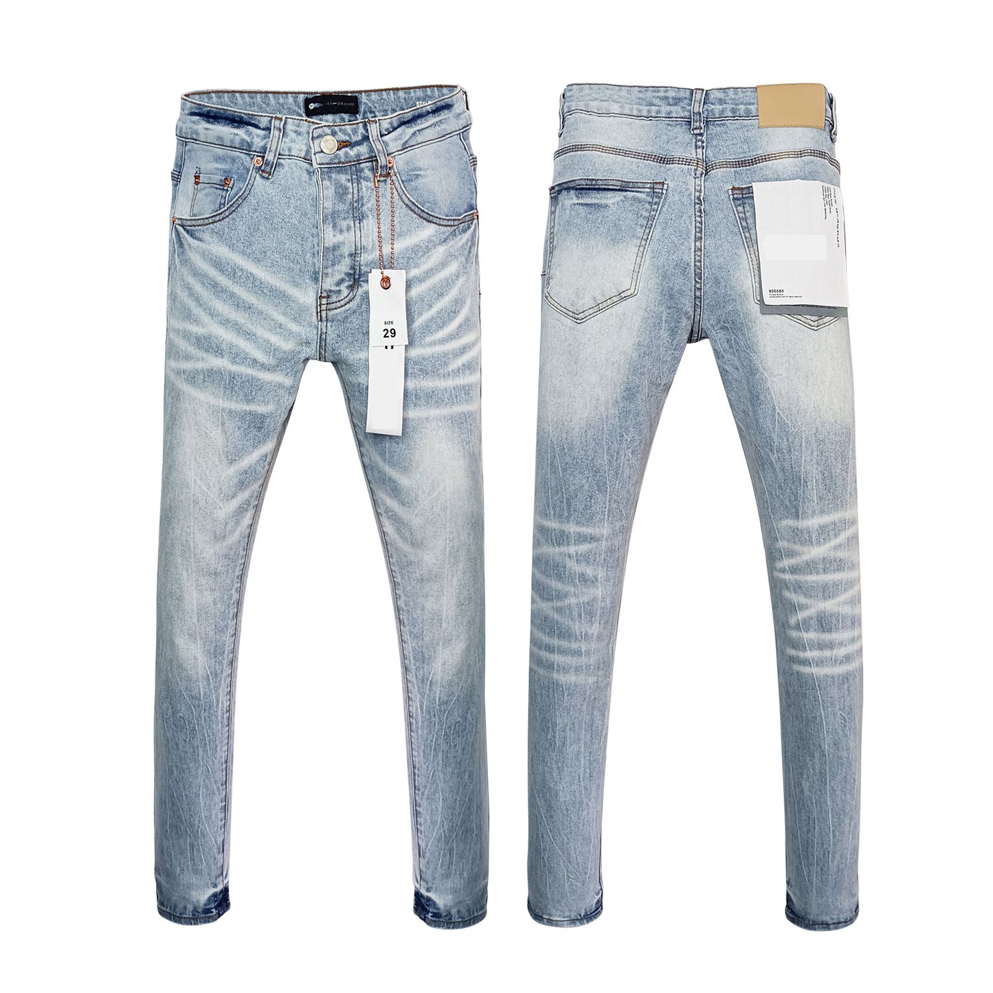 Top Quality Purples Brand Straight Jeans Washed Denim Ripped Hole American High Street for Men
