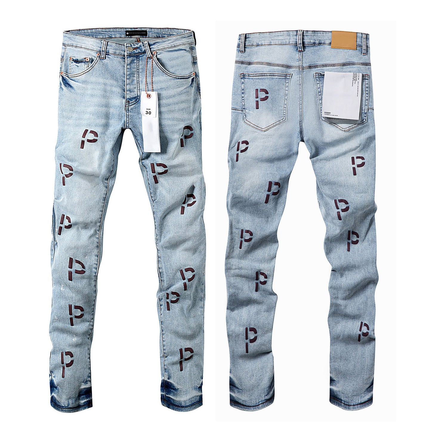 Top Quality Purples Brand Straight Jeans Washed Denim Ripped Hole American High Street for Men