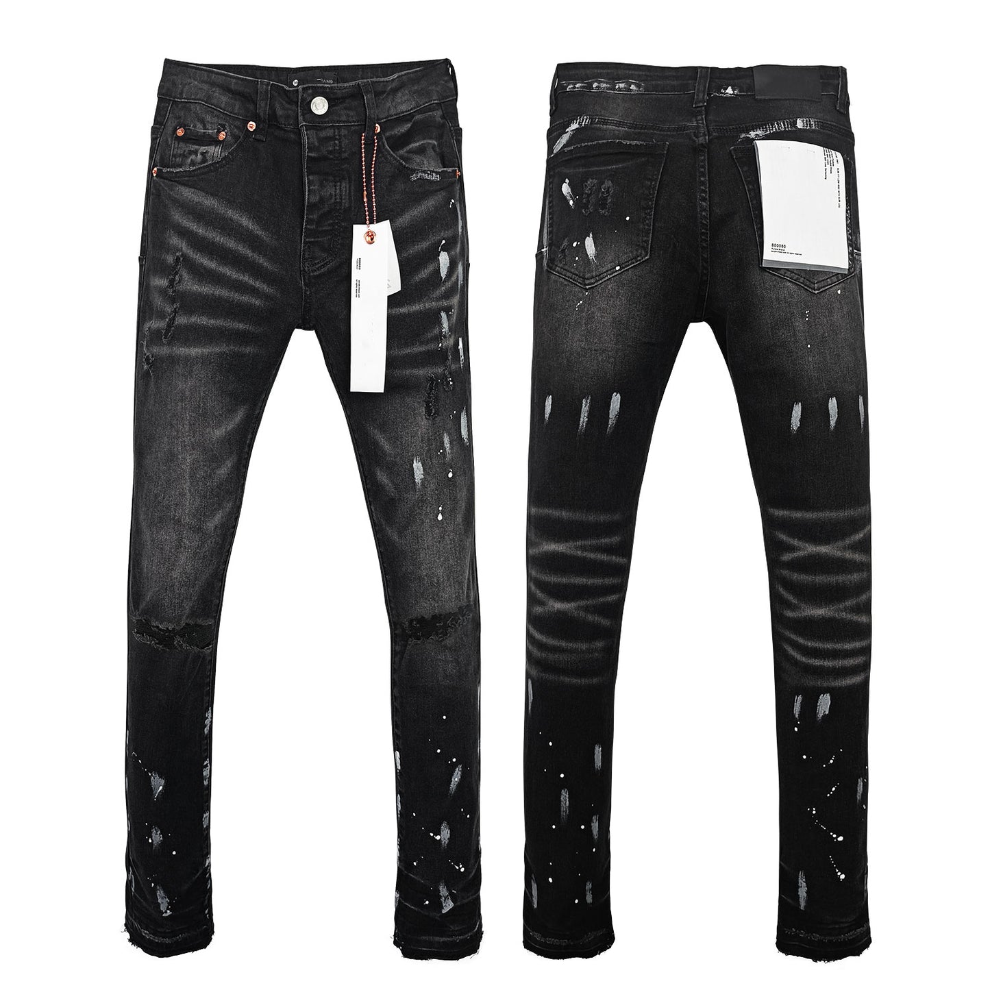 Top Quality Purples Brand Straight Jeans Washed Denim Ripped Hole American High Street for Men