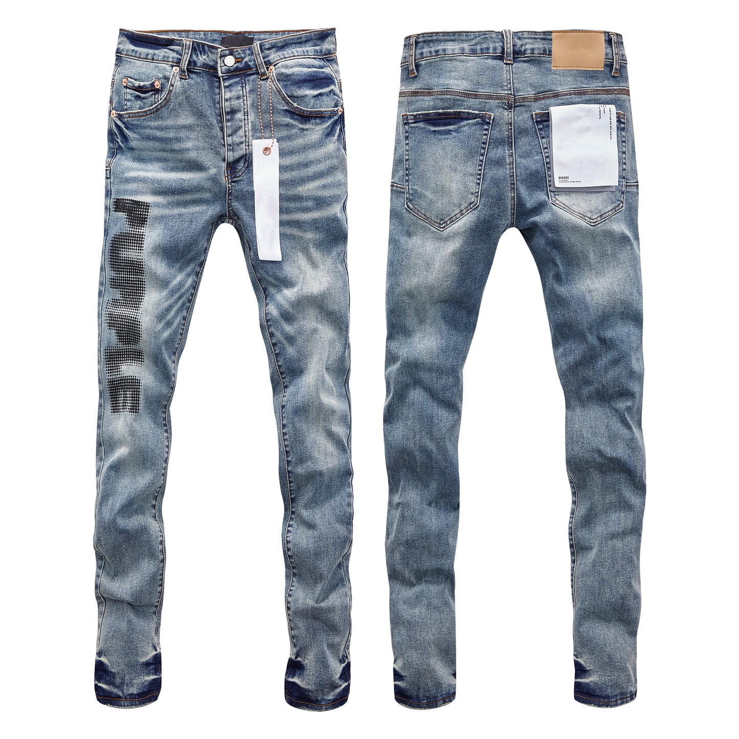 Top Quality Purples Brand Straight Jeans Washed Denim Ripped Hole American High Street for Men