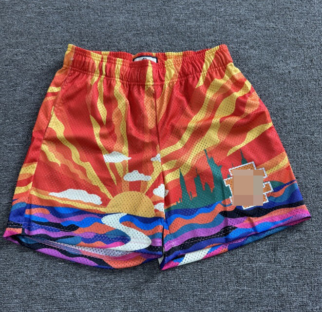 Top Quality EE American Shorts Men's Polyester Fiber Casual Fitness Printed Quarter Length Pants Loose Breathable Quick Dry Shorts for Men