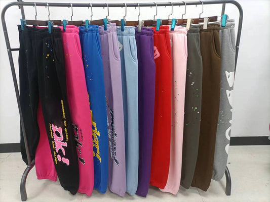 Top Quality 100% Cotton American Trendy Brand Sp Print Web Puff Printing Casual Men's and Women's Sanitary Pants