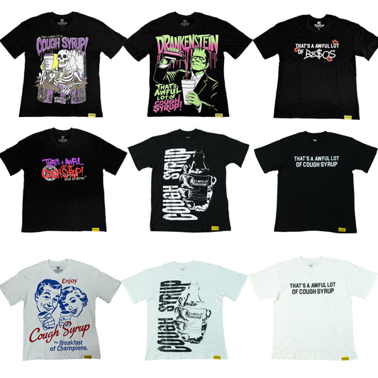 THAT'S a AWFUL LOT of COUGH SYRUP Men's Clothing Top Quality 100% Cotton Oversized Drop Shoulder Mens Short Sleeve Printed Scannable for Men