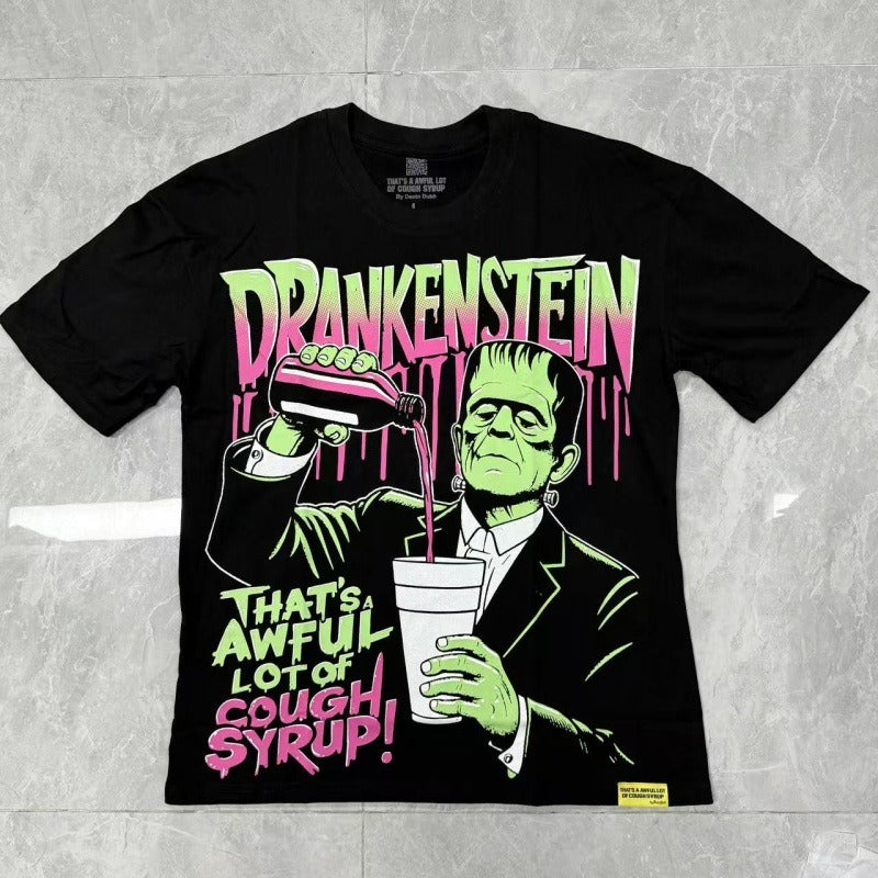 THAT'S a AWFUL LOT of COUGH SYRUP Men's Clothing Top Quality 100% Cotton Oversized Drop Shoulder Mens Short Sleeve Printed Scannable for Men